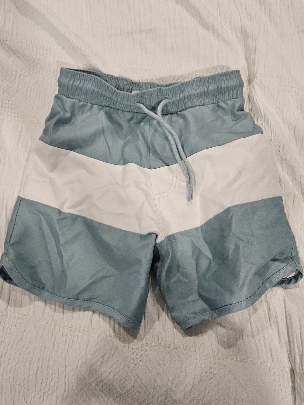 Boys Minnow Swim Trunks - Light Teal & White